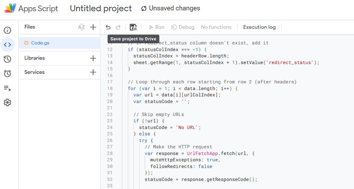 An Apps Script that Checks Server Header Response Codes